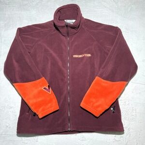 Virginia Tech VT Hokies Columbia Full Zip Fleece Jacket L Maroon